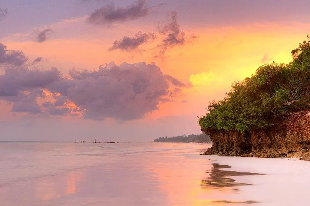 Stunning sunset over Diani Beach, Kenya.