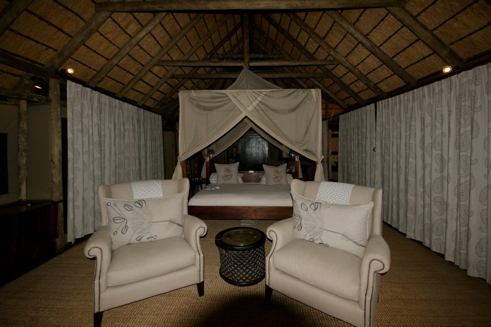 Luxurious bedroom at Mahali Mzuri, a luxury lodge in the Masai Mara