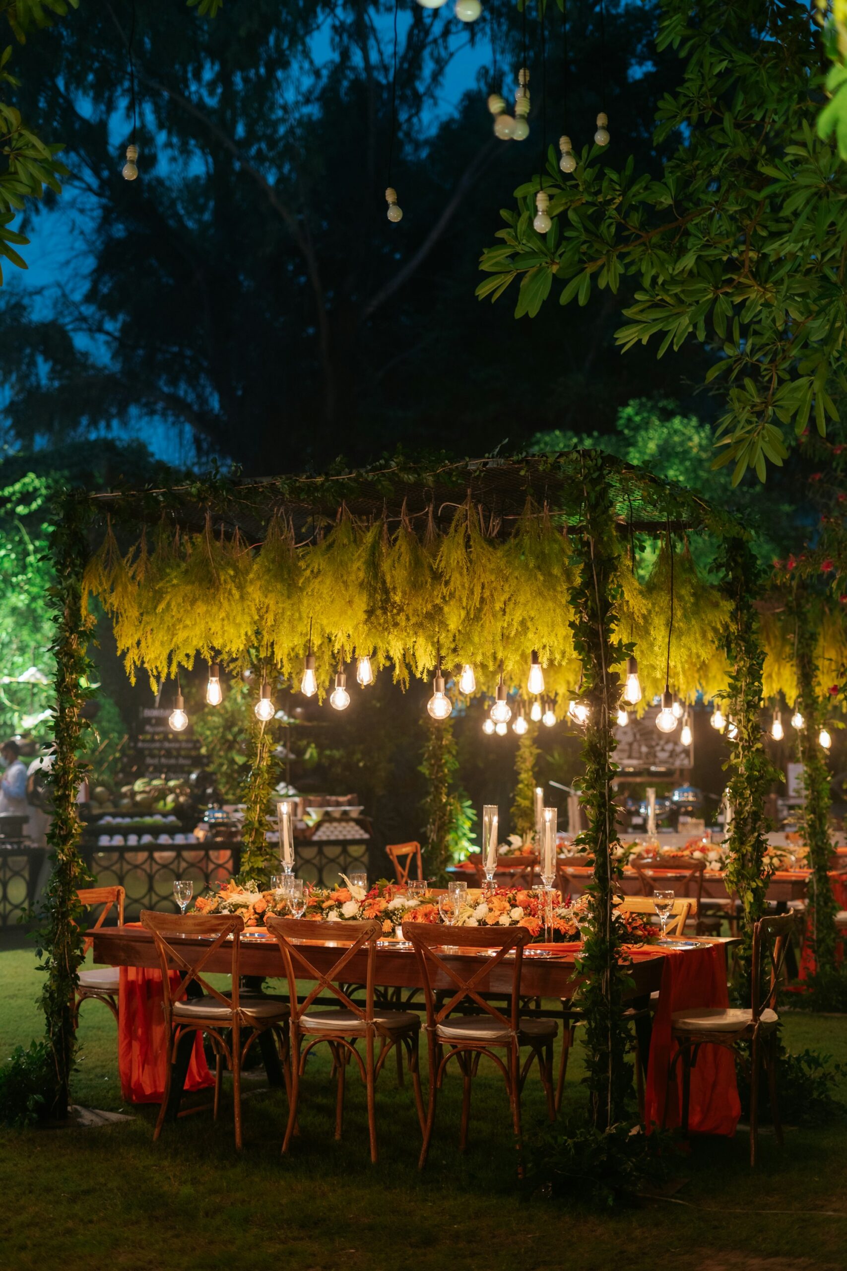 Bush Dinner setup with a scenic view of the savannah in East Africa.