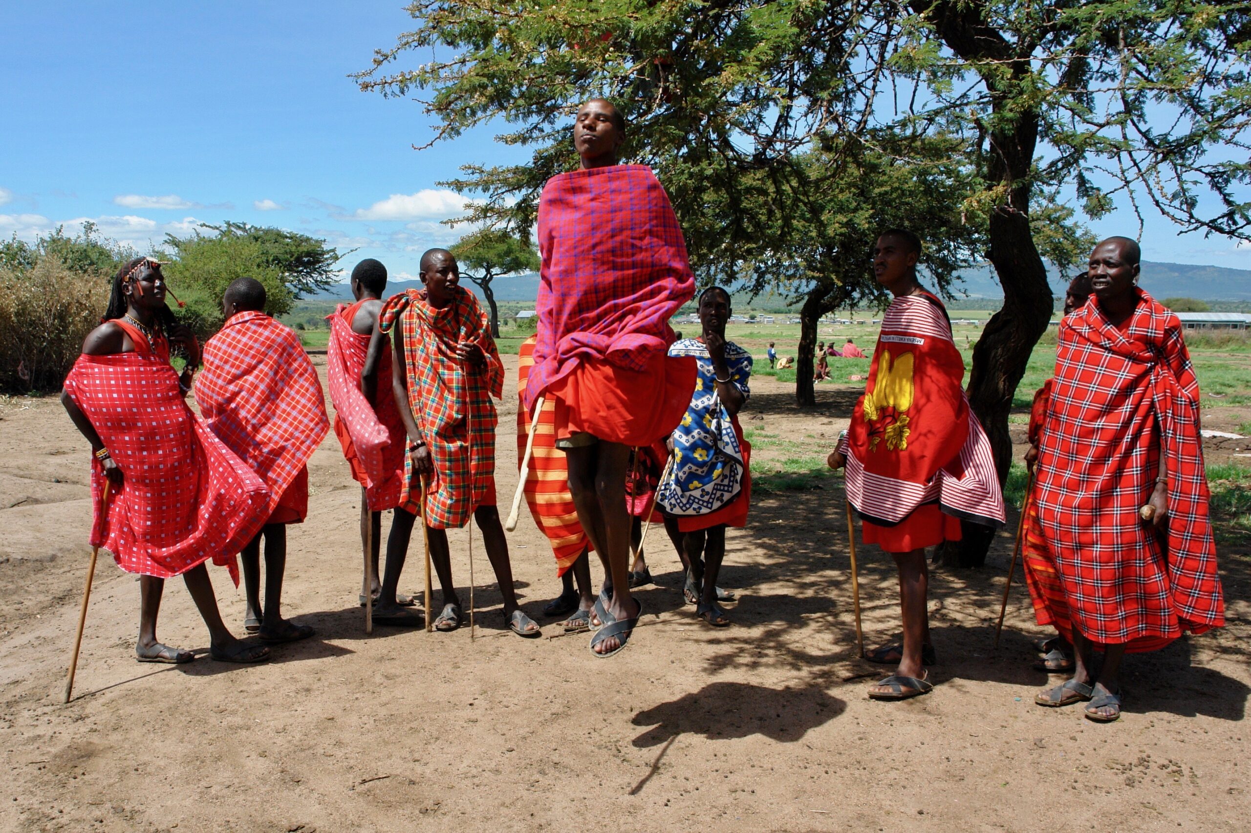 Maasai warrior performing traditional dance in Kenya